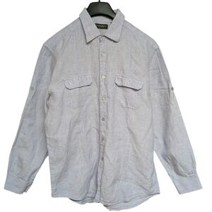 Joseph Abboud 100% Linen Roll Tab Sleeve Light Purple Shirt Size Large